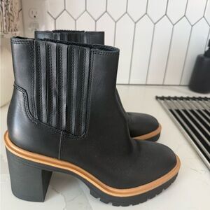Dolce Vita Black Heeled Boots with Tan Sole